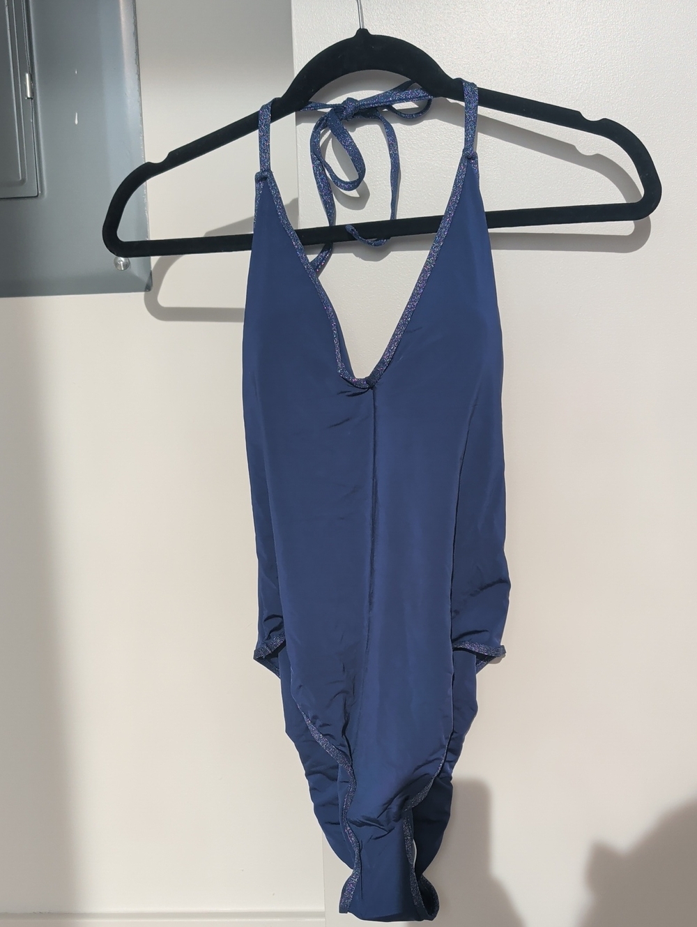 Navy Blue Halter One-Piece Swimsuit
